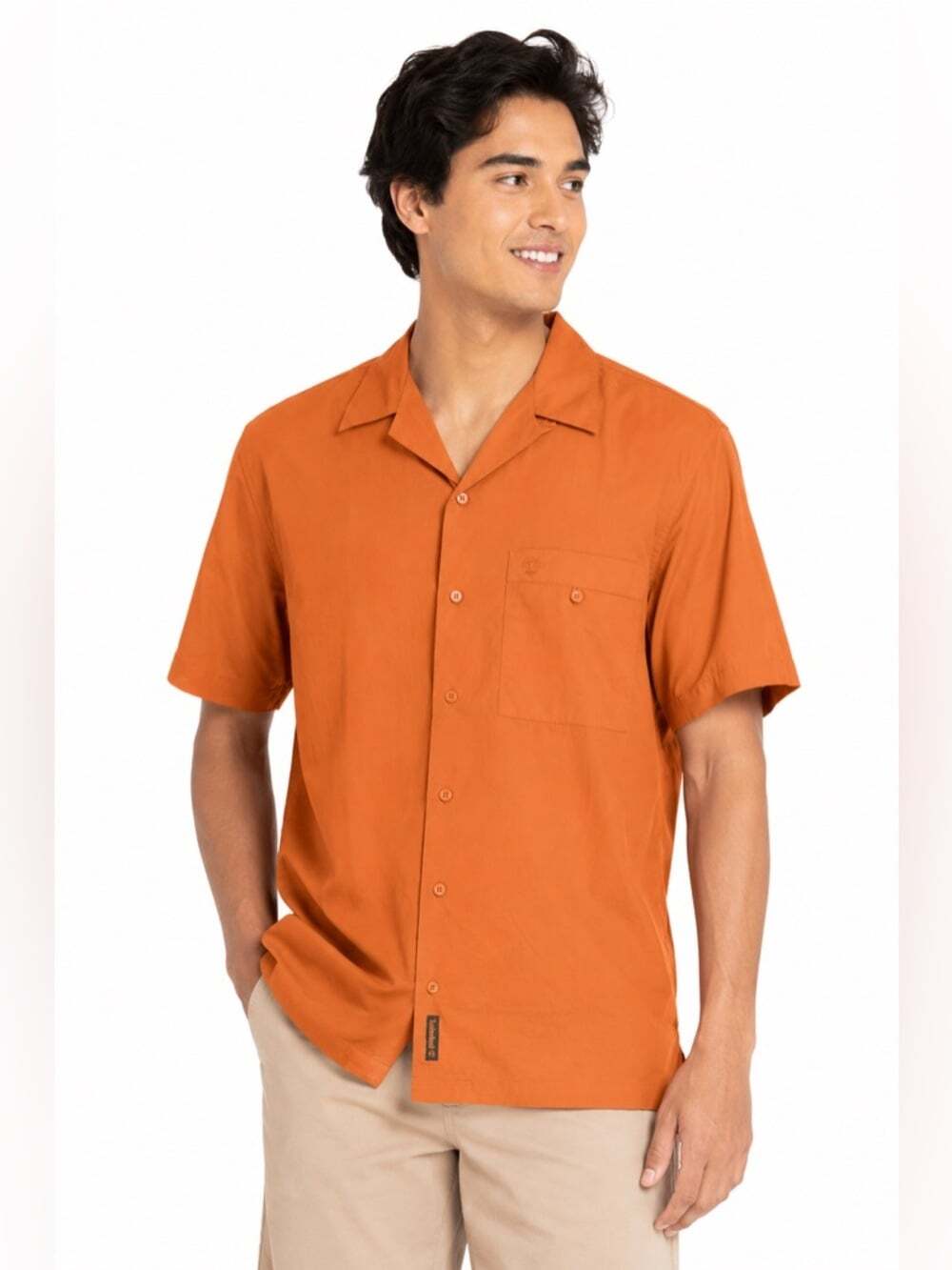 Timberland Trek Travel  Orange Nylon/Cotton Blend Short Sleeve Casual Shirt